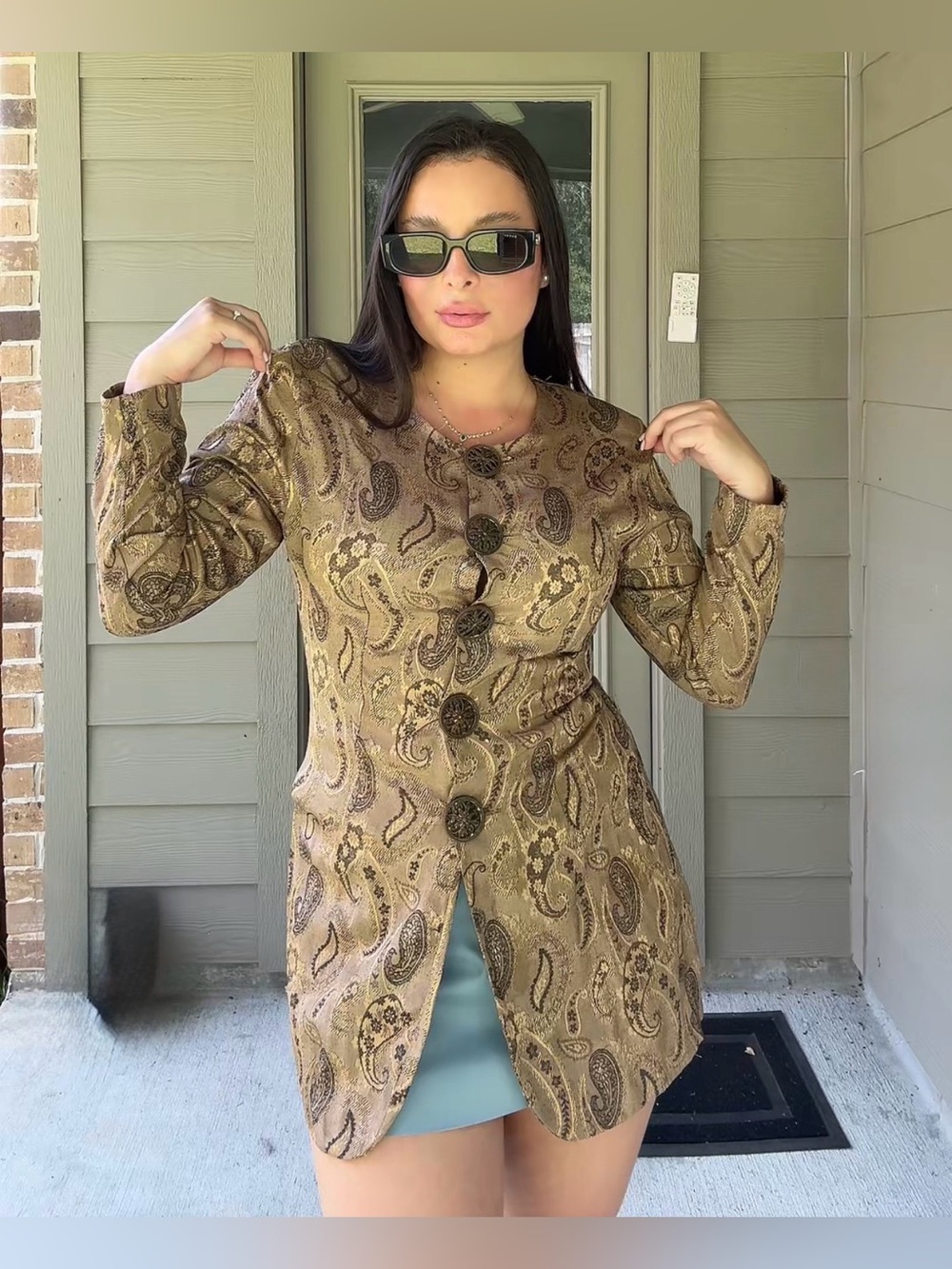 Vintage Nikita Paisley Button Front Longline Blouse Jacket